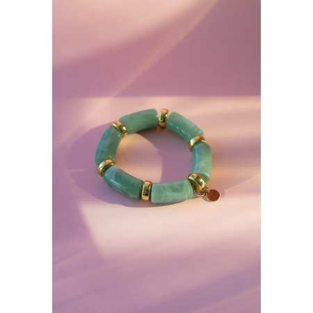 Millie armbånd i grøn fra LÉ MOSCH, chunky armbånd i grøn og gylden, fyldige boheme armbånd i mange farver, 