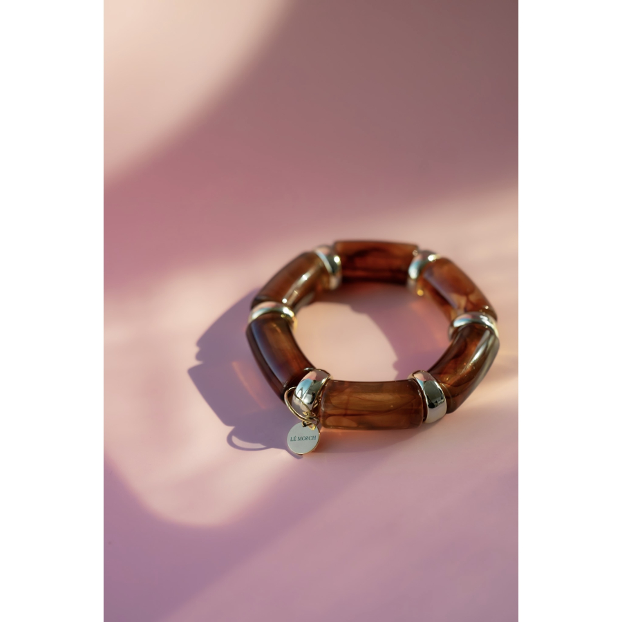 Millie armbånd i brun gylden fra LÉ MOSCH, chunky armbånd i brun og gylden, fyldige boheme armbånd i mange farver, 