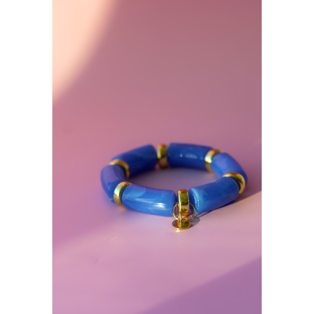 Millie armbånd i blå fra LÉ MOSCH, chunky armbånd i en smuk blå farve, fyldige boheme armbånd i mange farver, 