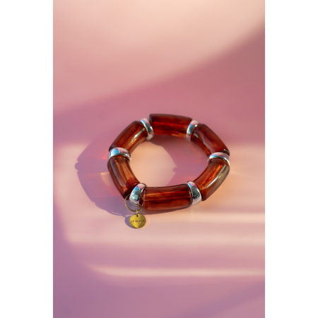 Millie armbånd i brun sølv fra LÉ MOSCH, chunky armbånd i brun og sølv, fyldige boheme armbånd i mange farver, 