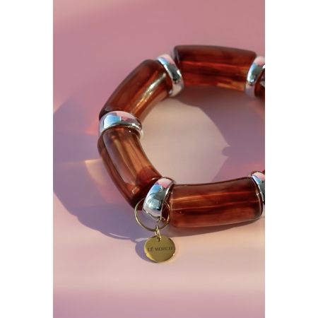 Millie armbånd i brun sølv fra LÉ MOSCH, chunky armbånd i brun og sølv, fyldige boheme armbånd i mange farver, 