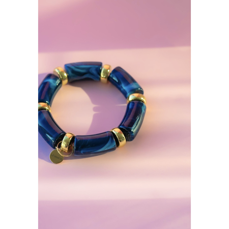 Millie armbånd i navy fra LÉ MOSCH, chunky armbånd i en fin navy og gylden, fyldige boheme armbånd i mange farver, 