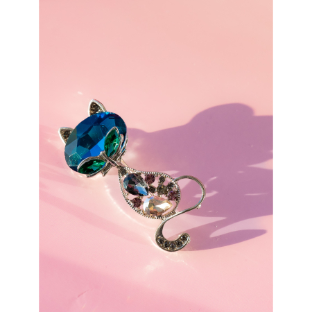 Broche med kat fra LÉ MOSCH, dekorativ og sjov kattebroche, smuk detaljeret broche med kat,