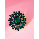 Oval Broche med grønne sten fra LÉ MOSCH, smuk klassisk broche med grønne sten, dekorativ og iøjnefaldende broche, 