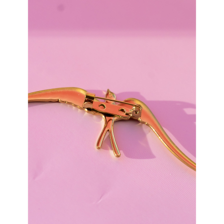 Broche med gylden fugl fra LÉ MOSCH, fin og feminin gylden fuglebroche, smuk fugl lige til at sætte på blusen,