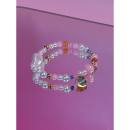 Joan armbånd med sten og perler fra LÉ MOSCH, armbånd med lyserøde og blå sten og imiterede perler, feminint armbånd, 