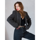 Vintage Vibes Grå Brun Kort Blazer – No. 124 fra LÉ MOSCH, smuk skulpturel kort blazer med broche, brun kort blazer til dit personlige look, Vintage Vibes Grå Brun Kort Blazer – No. 124 fra LÉ MOSCH, smuk skulpturel kort blazer med broche, brun kort blazer til dit personlige look,