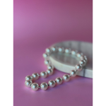 Pippa perle halskæde fra LÉ MOSCH, enkel perlekæde på elastik, halskæde med metalkugler og imiterede perler,