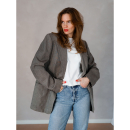 Vintage Vibes lysebrun blazer med brocher – No 142 fra LÉ MOSCH, skøn blazer med smukke feminine brocher,  unik og enkel lysebrun blazer, 
