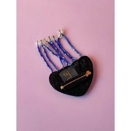 Stor Gople Broche med perler og pailletter fra LÉ MOSCH, smuk og levende vandmand-broche, unik og dekorativ broche, 