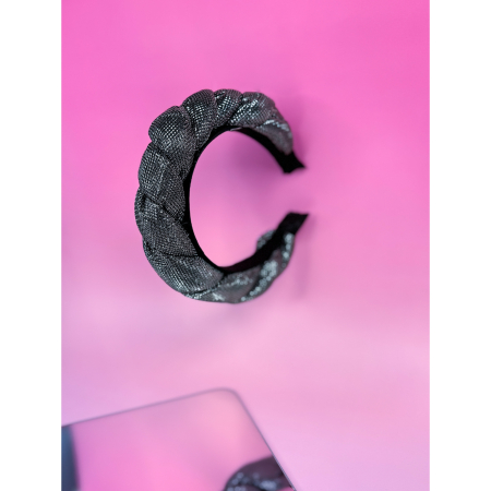 Molly Hårbøjle med sølvfarvet snoning fra LÉ MOSCH, fyldig og håndlavet hårbøjle, sølvfarvet hårbøjle med statementlook, 