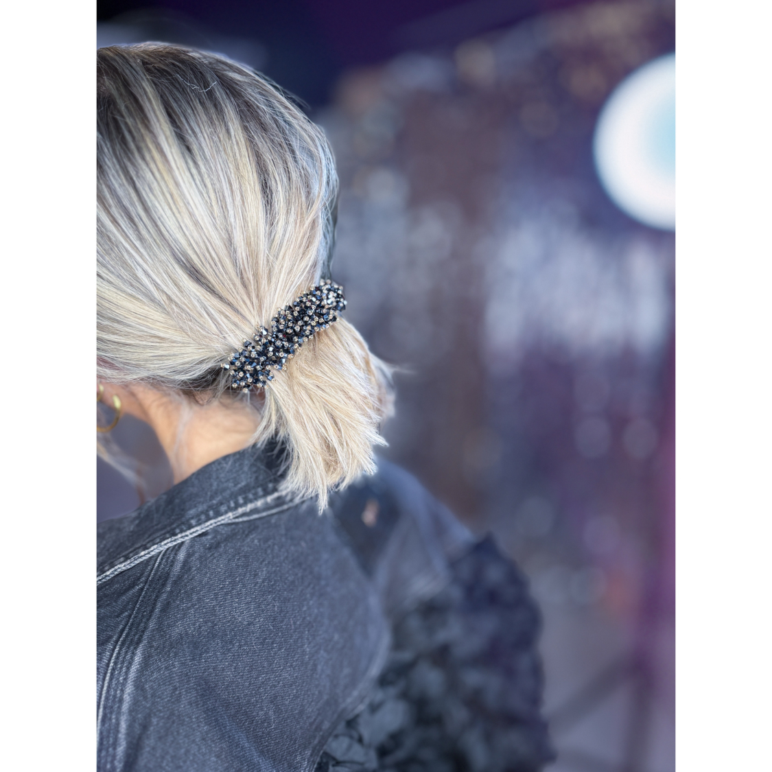 Ilse Hårspænde med grå sten fra LÉ MOSCH, fint og enkelt hårspænde, hårspænde med skinnende grå sten, 