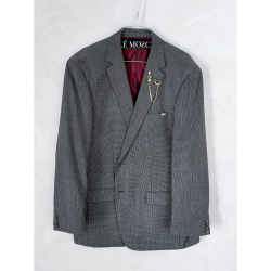 Vintage Vibes grå blazer med broche – No 157 fra LÉ MOSCH, skøn grå blazer med feminin brochekæde, unik og enkel grå oversize blazer, 