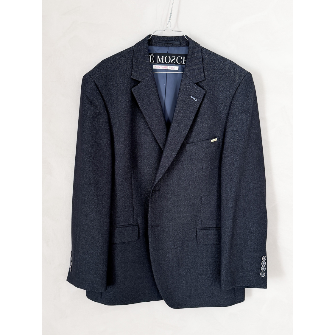 Vintage Vibes blå blazer – No 160 fra LÉ MOSCH, skøn og unik blå blazer, oversize og enkel blazer i mørkeblå, 