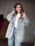 Dora denim jakke fra LÉ MOSCH, cowboyjakke med et løst fit, oversize tynd denimjakke,