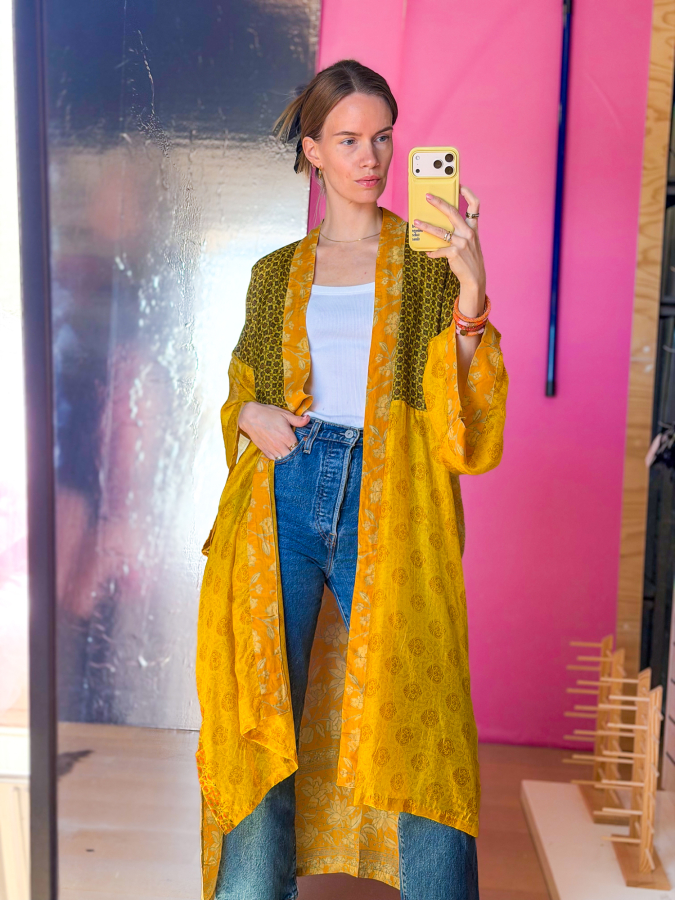 Minju Silkemix kimono no 1153 fra LÉ MOSCH, skøn unik og let kimono, super anvendelig kimono,
