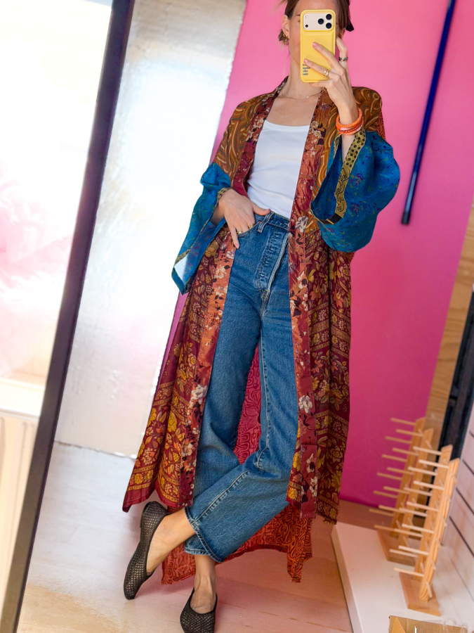 Minju Silkemix kimono no 1154 fra LÉ MOSCH, skøn unik og let kimono, super anvendelig kimono,