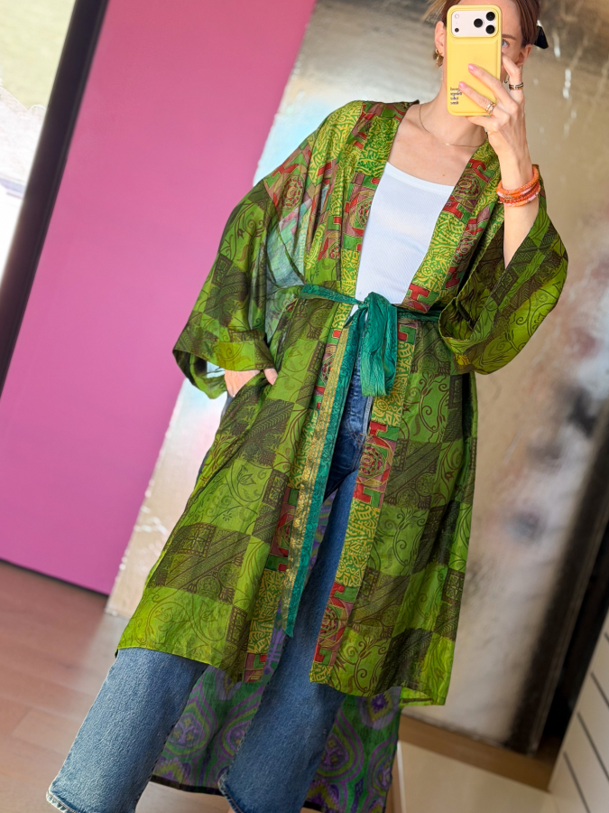 Minju Silkemix kimono no 1155 fra LÉ MOSCH, skøn unik og let kimono, super anvendelig kimono,