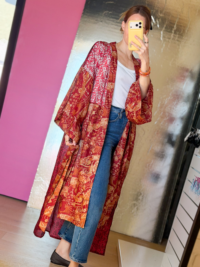 Minju Silkemix kimono no 1157 fra LÉ MOSCH, skøn unik og let kimono, super anvendelig kimono,