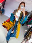 Minju Silkemix kimono no 1161 fra LÉ MOSCH, skøn unik og let kimono, super anvendelig farverig kimono,