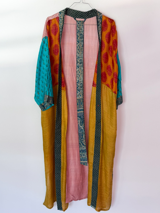 Unika style no 14 - multifarvet kimono med struktur fra LÉ MOSCH, fin og anderledes kimono, super anvendelig kimono til både fest og strand, 