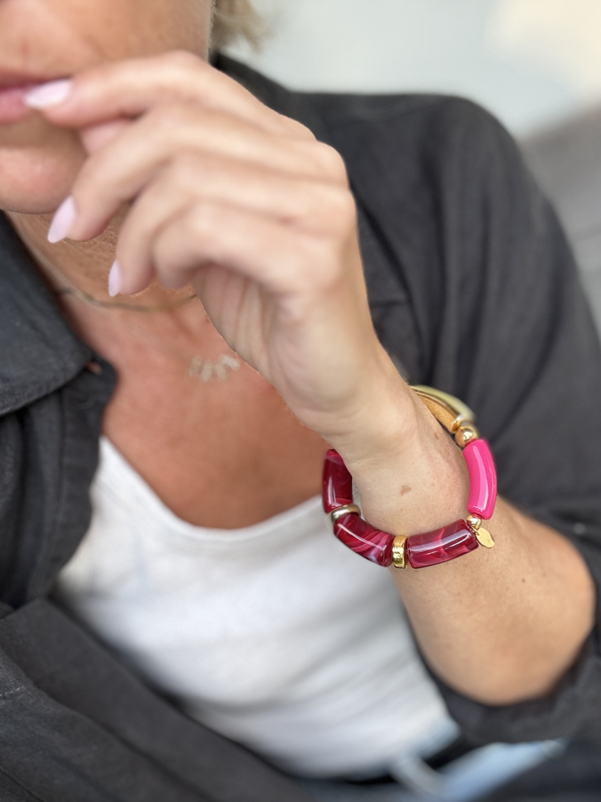 Maggie armbånd no 105 i pink og guld - Håndlavet kunst fra LÉ MOSCH