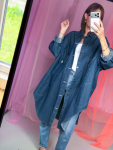 Unika style no 35 - oversize skjorte med metalknapper, rummelig og cool skjorte, super anvendelig skjorte i mørk denim, 