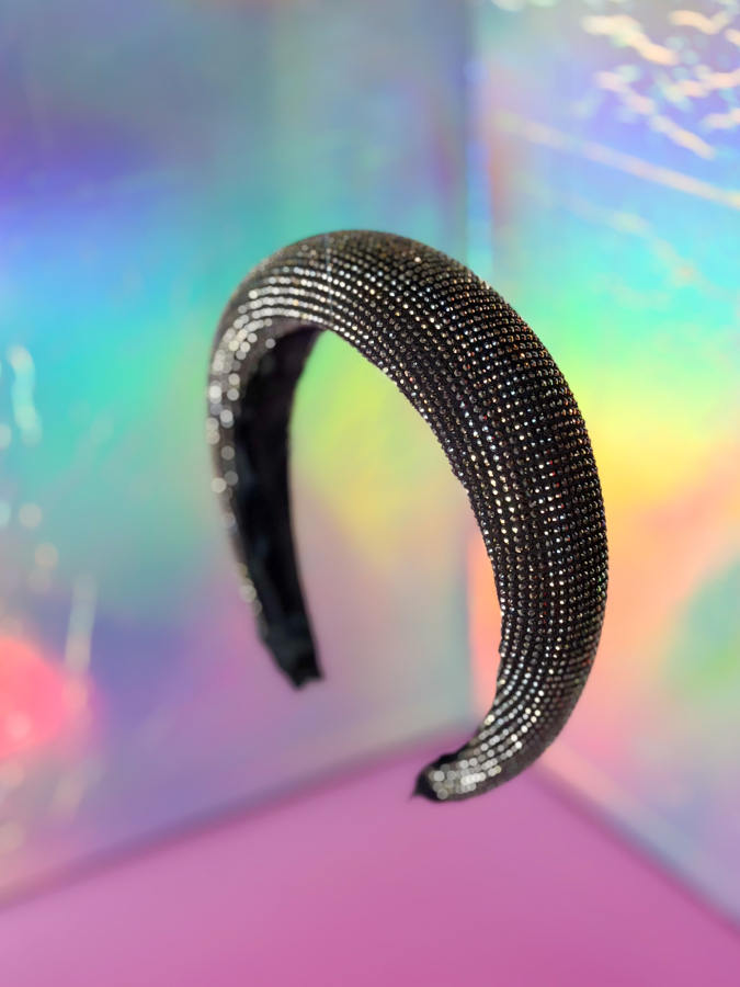 Glitter hårbøjle med højde fra LÉ MOSCH, fin og cool hårbøjle med små nitter, glimmer hårbøjle med lidt højde, 