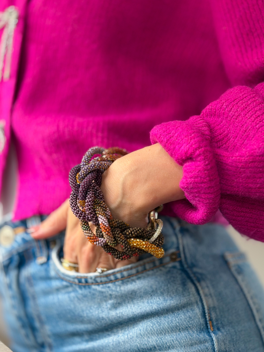 Vivienne armbånd no 30 fra LÉ MOSCH, fyldigt og cool boheme armbånd, lækkert og anderledes armbånd, 