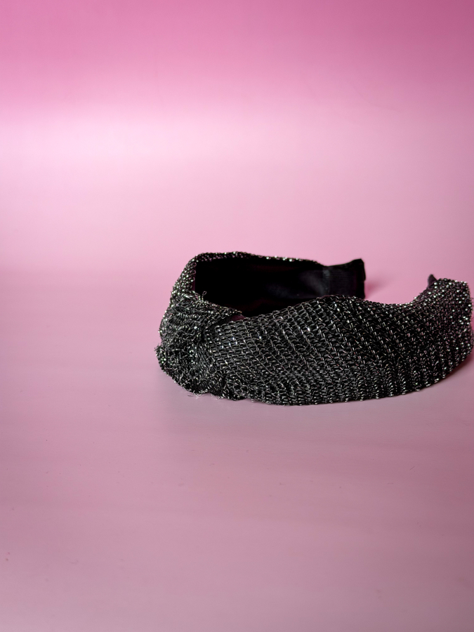 Sadie glitter hårbøjle i sort fra LÉ MOSCH, fin og enkel glitrende hårbøjle, festlig hårbøjle i sort glitter, 