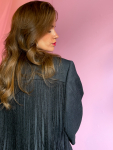 Vintage Vibes blazer med frynser og brocher – No 277 fra LÉ MOSCH, blazer med trekvarte ærmer og pynt, cool og anderledes blazer, 