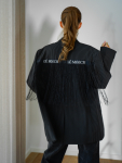 Vintage Vibes stribet blazer med frynser – No 283 fra LÉ MOSCH, cool og anderledes blazer med frynser og LÉ MOSCH logo, fin secondhand blazer med et twist, 