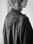 Vintage Vibes stribet blazer med pailletter – No 284 fra LÉ MOSCH, cool og anderledes blazer med pailletter, fin secondhand blazer med et twist, 