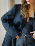 Vintage Vibes stribet blazer med pailletter – No 284 fra LÉ MOSCH, cool og anderledes blazer med pailletter, fin secondhand blazer med et twist, 