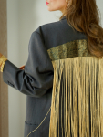 Vintage Vibes blazer med gyldne frynser – No 285 fra LÉ MOSCH, cool og anderledes blazer med frynser, fin secondhand blazer med et twist, 