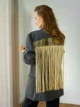 Vintage Vibes blazer med gyldne frynser – No 285 fra LÉ MOSCH, cool og anderledes blazer med frynser, fin secondhand blazer med et twist, 