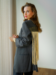Vintage Vibes blazer med gyldne frynser – No 285 fra LÉ MOSCH, cool og anderledes blazer med frynser, fin secondhand blazer med et twist, 