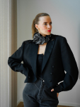 Vintage Vibes kort blazer med pailletter – No 286 fra LÉ MOSCH, cool og anderledes kort blazer med pailletter, fin secondhand blazer med blanke revers, 