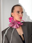 Hardy slipsekrave no 10 - pink og rosa fra LÉ MOSCH, smuk krave af et upcyclet slips, dekorativ og farverig statement krave, 