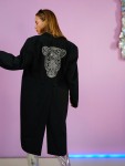 Vintage Vibes sort svalehale med tigerpatch – No 297 fra LÉ MOSCH, svalehale jakke med pynt på ryggen, elegant og anderledes svalehale,