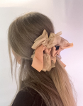 Elka hårklemme i peachy og khaki fra LÉ MOSCH, asymmetrisk hårklemme med sløjfer, hårklemme i brændte nuancer, 