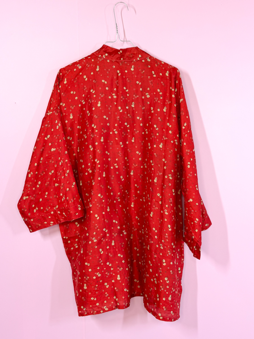 Monya Silkemix kimono no 1789 fra LÉ MOSCH, silkemix kimono syet i Indien, unik kort kimono i fine farver, 