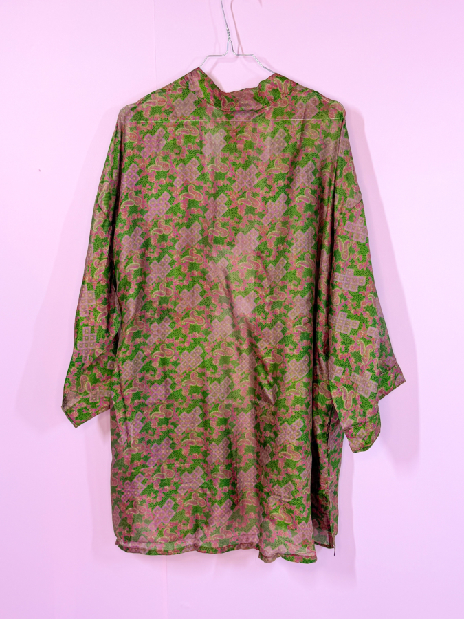Monya Silkemix kimono no 1790 fra LÉ MOSCH, silkemix kimono syet i Indien, unik kort kimono i fine farver, 