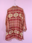 Monya Silkemix kimono no 1791 fra LÉ MOSCH, silkemix kimono syet i Indien, unik kort kimono i fine farver, 